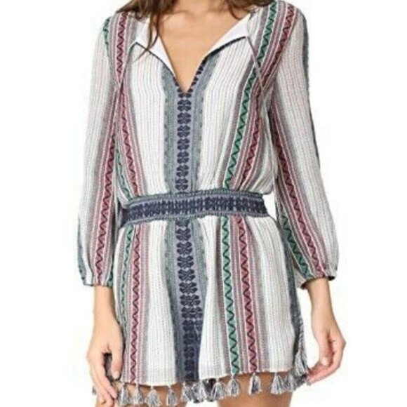 Alice and Olivia Mini Dress Boho Embroidered Tassels 4 - Picture 2 of 11